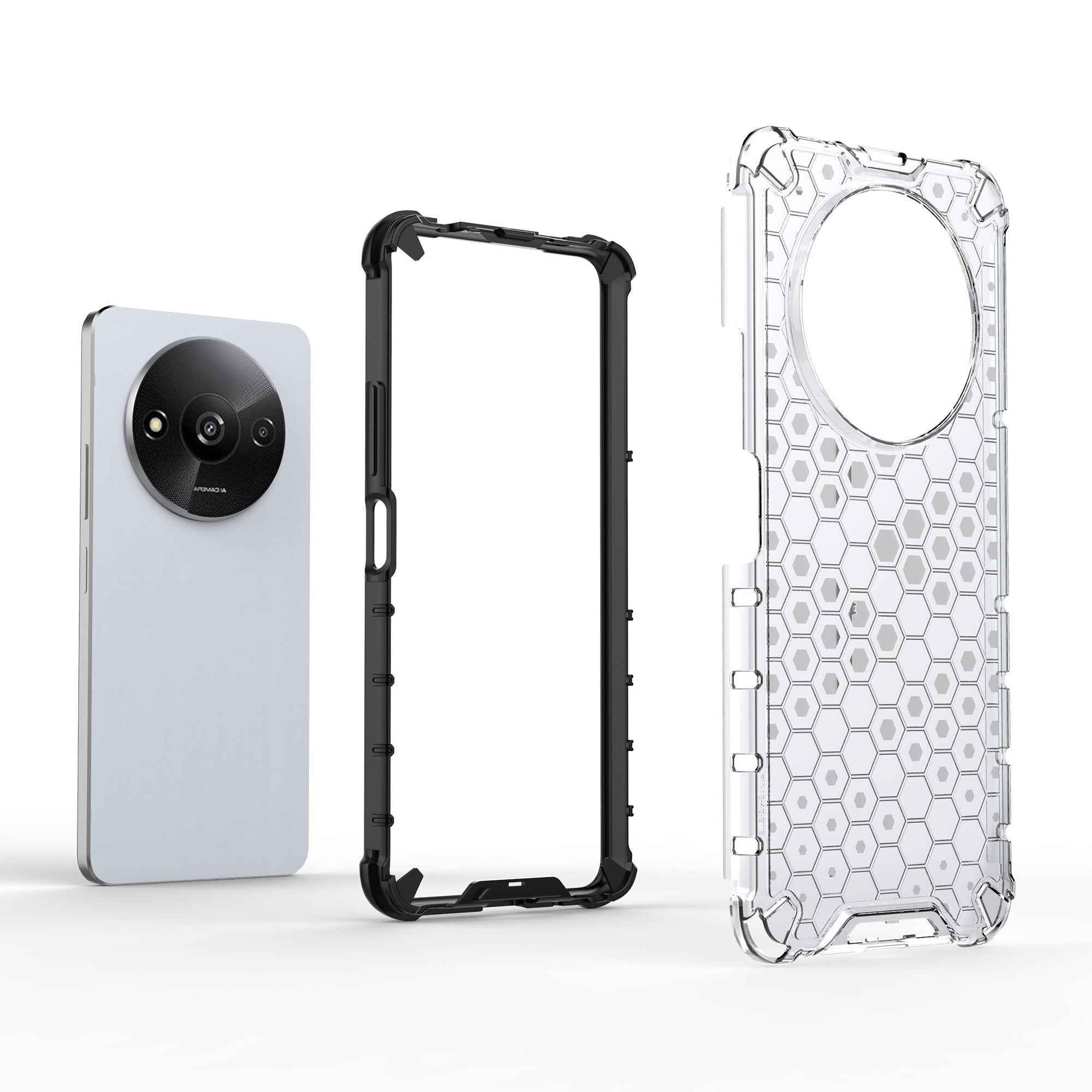 For Xiaomi Redmi A3 / Poco C61 4G Cell Phone Cases Honeycomb Design TPU+PC Anti-scratch Cover For Xiaomi Redmi A3 / Poco C61 4G Cell Phone Cases Honeycomb Design TPU+PC Anti-scratch Cover